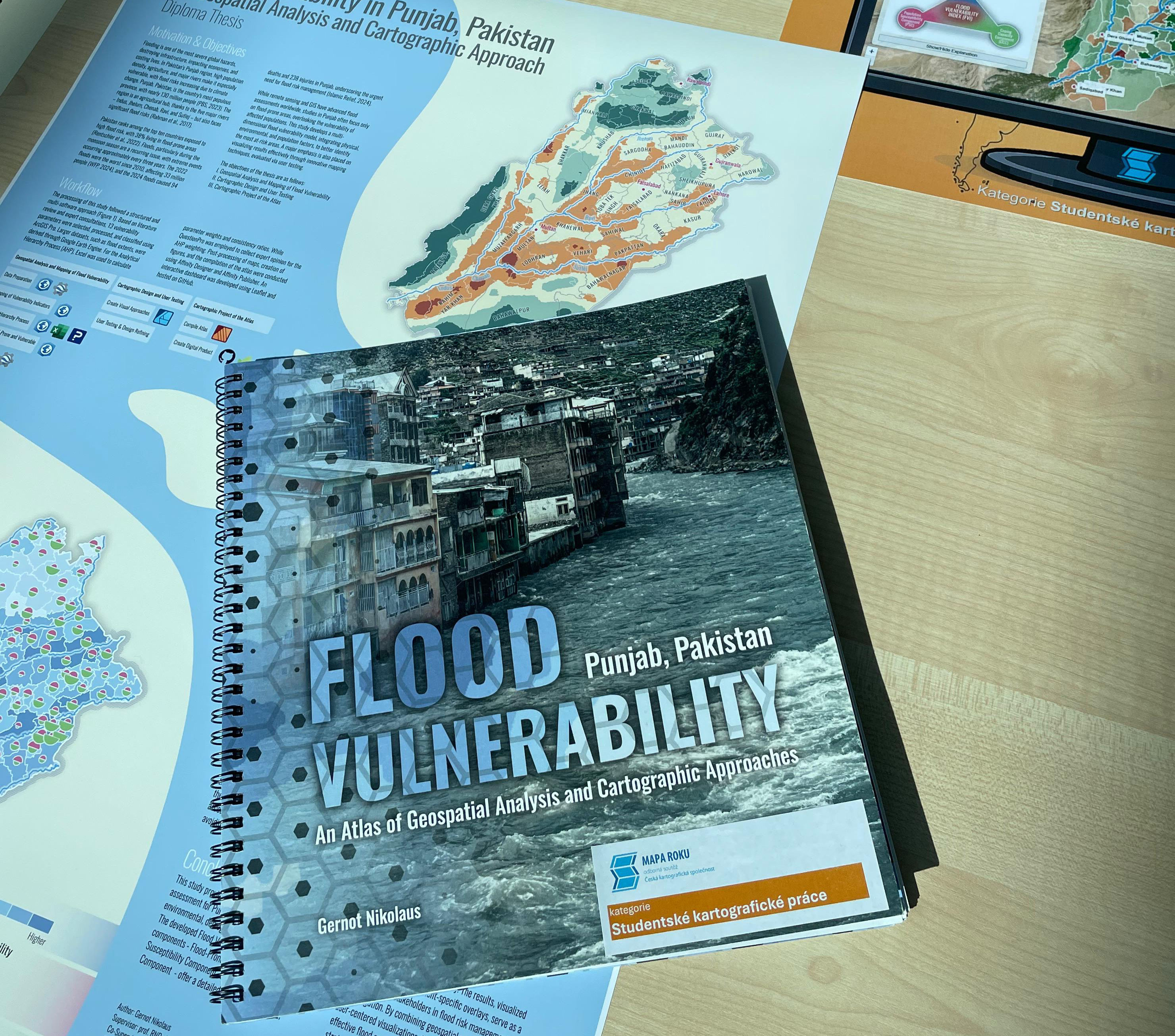 The poster, screenshot of the dashboard and atlas of my research